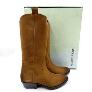 Mezcalero Mirta Avellana Western Boots Brown Suede Burnished Women Sz 8.5